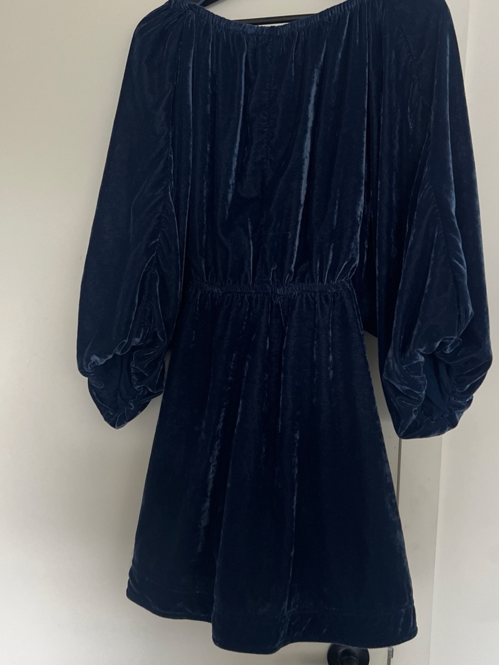 Deep Navy Velvet V-Neck Mini Dress - Picture 7 of 8